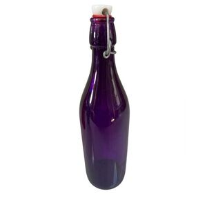 Bormioli Rocco Giara Beverage Bottle with Clamp Lid 33.75 oz Purple